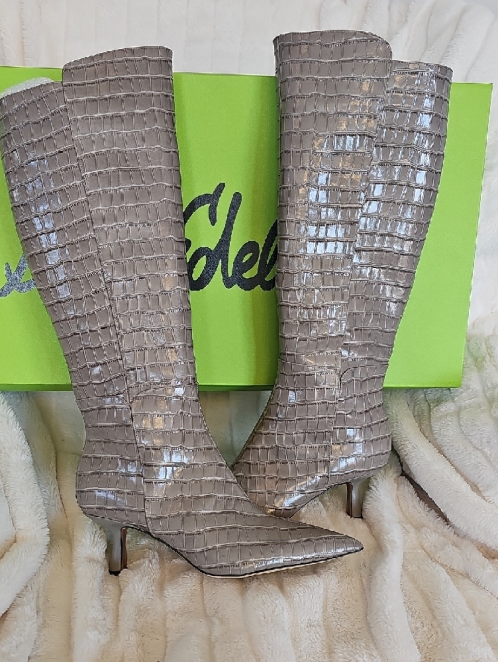 RARE - send me a reasonable offer!
Sam Edelman Croc-Embossed Boots - Gray - Picture 3 of 13